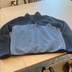Marine Layer Quilted Half-Zip Pullover in Dark Navy and Light Blue.  Barely worn